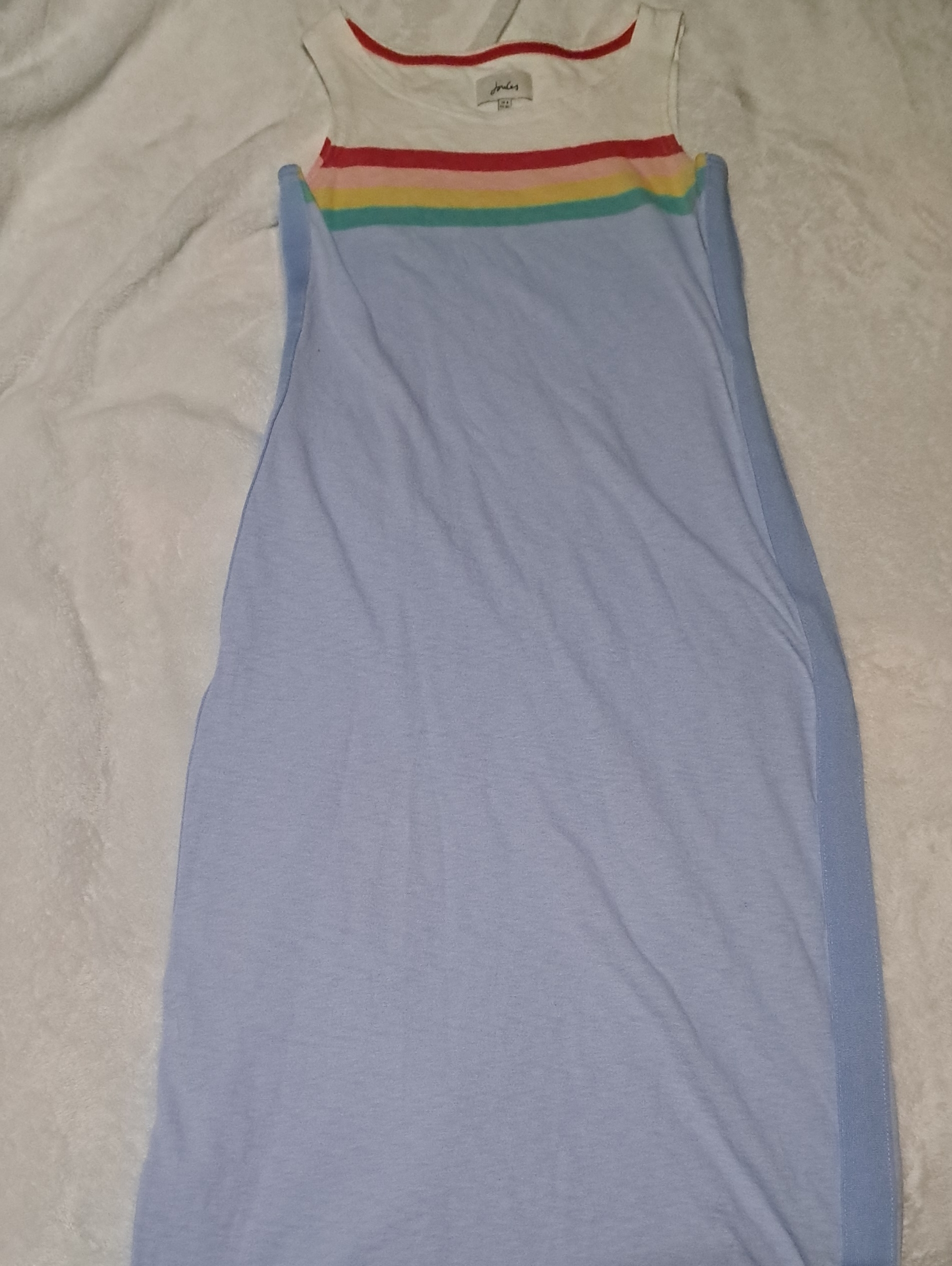 Joules White Tee With Coral Stripe Detail
